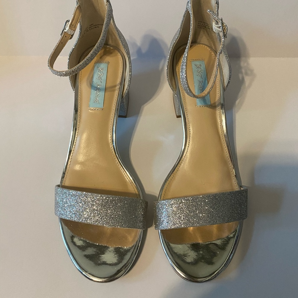 Betsey Johnson glitter sandals with block heels